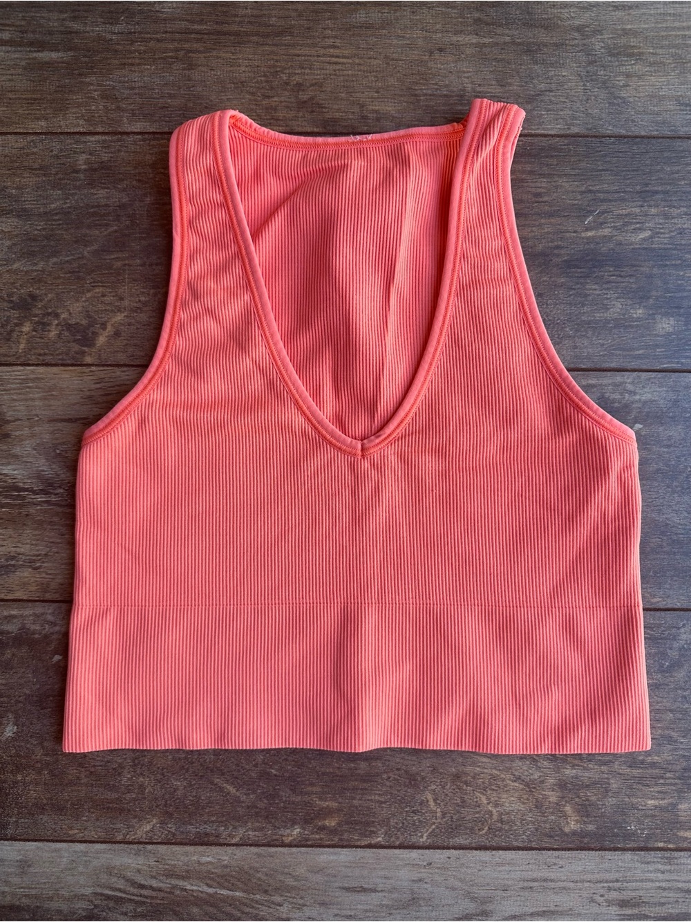 Athleta Coral Ribbed V-Neck Crop Tank